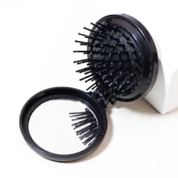 1pc Mini Folding Head Massager Mirror Anti-Static Styling Accessories Portable Travel Hair Comb, Special for Real Hair Wigs