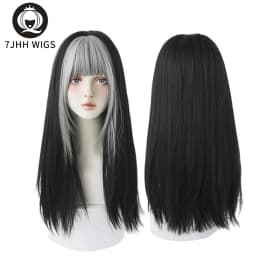 7JHHWIGS Long Straight Synthetic Light Brown Wigs With Bang For Women Heat-Resistant Daily Use Hair Hot Sell Wholesale Wigs