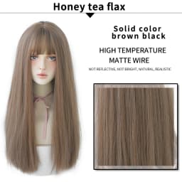 7JHHWIGS Long Straight Synthetic Light Brown Wigs With Bang For Women Heat-Resistant Daily Use Hair Hot Sell Wholesale Wigs