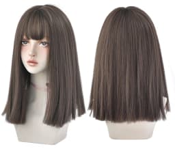 7JHHWIGS Long Straight Synthetic Light Brown Wigs With Bang For Women Heat-Resistant Daily Use Hair Hot Sell Wholesale Wigs