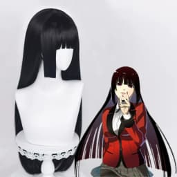 Cartoon Character Cosplay Hair Extensions Synthetic Wigs Natural Breathable Head Cover Black Long Straight Wig Hat for Women