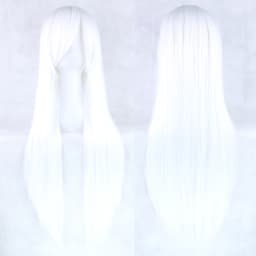 Soowee 80cm Long Synthetic Hair White Purple Cosplay Wigs Party Black Hair Straight Wig Hairpiece for Women