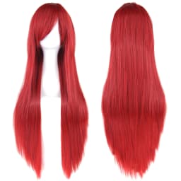 Soowee 80cm Long Synthetic Hair White Purple Cosplay Wigs Party Black Hair Straight Wig Hairpiece for Women
