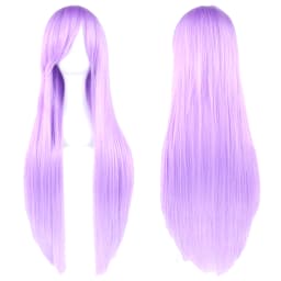 Soowee 80cm Long Synthetic Hair White Purple Cosplay Wigs Party Black Hair Straight Wig Hairpiece for Women