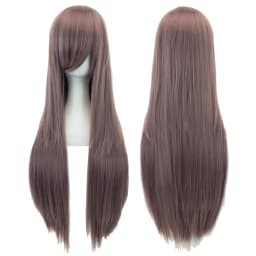 Soowee 80cm Long Synthetic Hair White Purple Cosplay Wigs Party Black Hair Straight Wig Hairpiece for Women