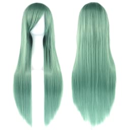 Soowee 80cm Long Synthetic Hair White Purple Cosplay Wigs Party Black Hair Straight Wig Hairpiece for Women