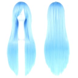 Soowee 80cm Long Synthetic Hair White Purple Cosplay Wigs Party Black Hair Straight Wig Hairpiece for Women