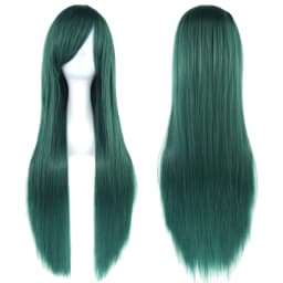 Soowee 80cm Long Synthetic Hair White Purple Cosplay Wigs Party Black Hair Straight Wig Hairpiece for Women