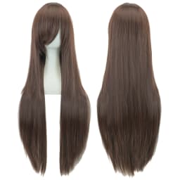 Soowee 80cm Long Synthetic Hair White Purple Cosplay Wigs Party Black Hair Straight Wig Hairpiece for Women