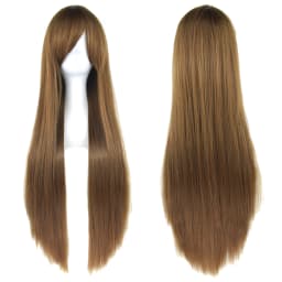 Soowee 80cm Long Synthetic Hair White Purple Cosplay Wigs Party Black Hair Straight Wig Hairpiece for Women