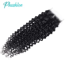 Phashion Kinky Curly Ear To Ear 13x4 Lace Frontal Transparent Swiss 4x4 Closure Pre Plucked Brazilian Remy Human Hair On Sale