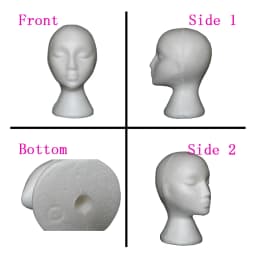 White Foam Head For Wig Display Female Mannequin Model Head Stand Hat Cap Wig Holder Styrofoam