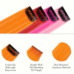 6 Pcs Clip Extensions, 24 Inch Colored Hair Extensions Party Highlights Long Straight Synthetic Hairpieces for Women Kids Girl