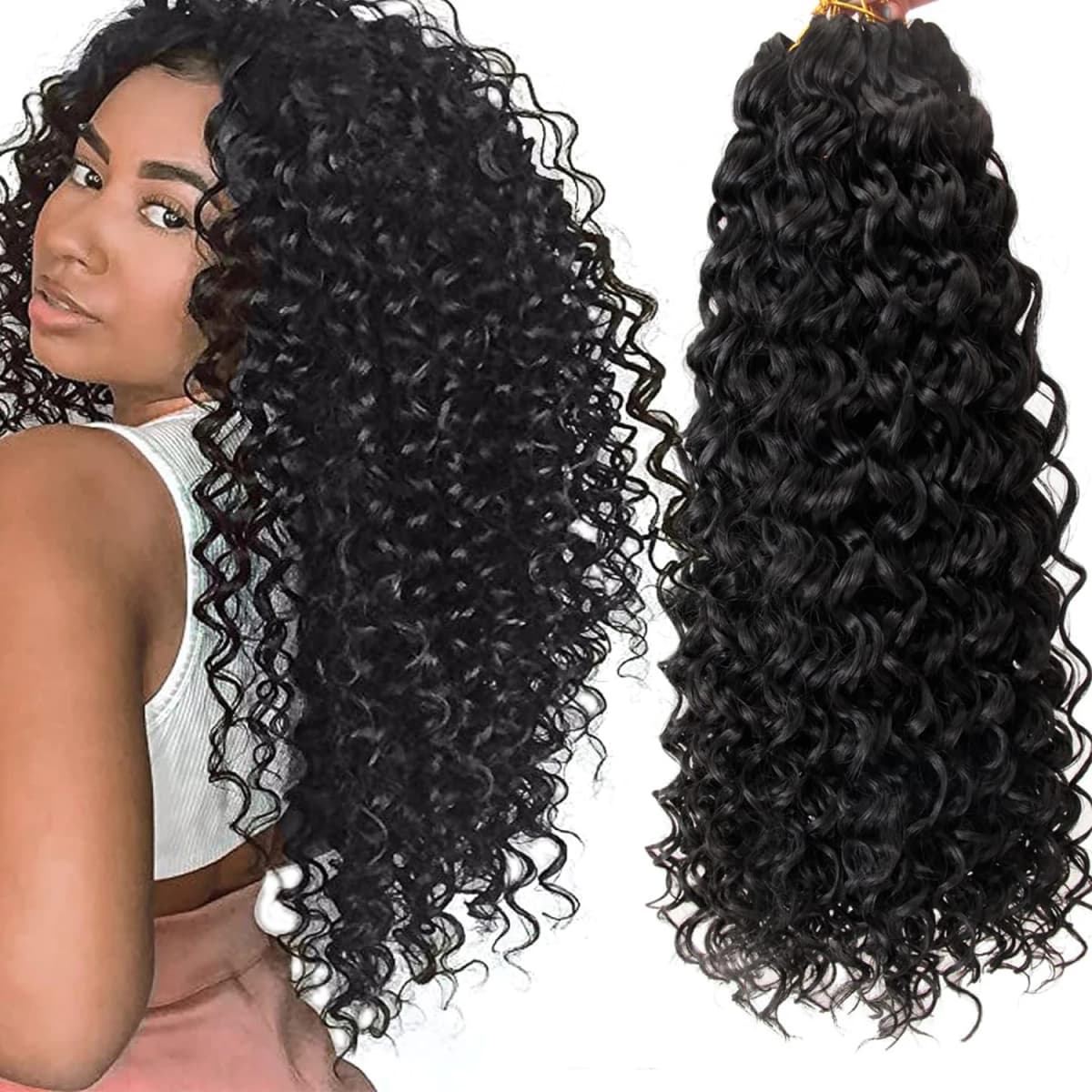 10/14/18/22 inch Natural GoGo Curl Crochet Hair , Natural Black Color Beach Curls Crochet Hair,st Water Wave Go Go Synthetic