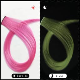 20 Inch Glow in the Dark Hair Extensions Clip Luminous Colored Hairpieces Party Rainbow Hair Clips Synthetic Straight Wig