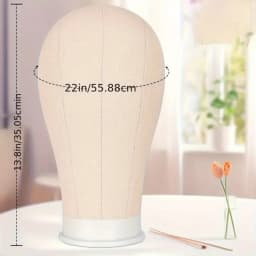 Wig Stand & 22 in Head Combination set,Canvas Wig Head Stand with Mannequin Head for Wigs Manikin Head Block Set for Wigs Making