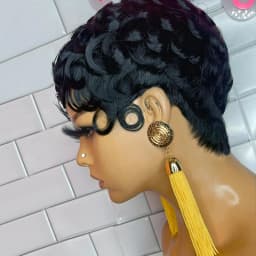 Short wigs For Black Women Pixie Cut Wig Human Hair Glueless Synthetic Wigs Pre Plucked Short Curly wigs With Bangs For Daily