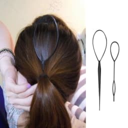 1set(2pcs) Ponytail Plastic Loop Styling Tools Simple Magic Hair Twist Styling Clip Braider Tools Black Bun Hairstyle Maker