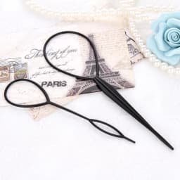 1set(2pcs) Ponytail Plastic Loop Styling Tools Simple Magic Hair Twist Styling Clip Braider Tools Black Bun Hairstyle Maker