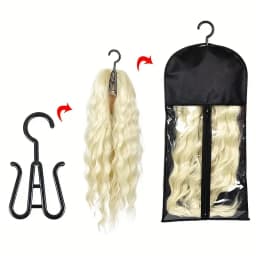 10PCS/3PCS/6PCS/1PCS Hair Extension Storage Bag with Hanger Transparent Wig Organizer Dustproof Holder for Hair Pieces
