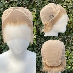 Honey Blonde Short Bob Cut 13X4 Synthetic Lace Front Wigs for Women Pixie Synthetic Hair Wigs Half Hand Tied Glueless 150%