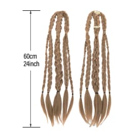 20 Inch Medieval Braided Ponytail Extensions Heat Resistant Synthetic Fiber Clip in Viking Hair for Men Women