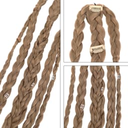 20 Inch Medieval Braided Ponytail Extensions Heat Resistant Synthetic Fiber Clip in Viking Hair for Men Women