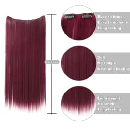 22inch Long Straight colorful Synthetic Hair Extensions - Invisible Clip-In, High Temperature Resistant, Easy to Wear for Women