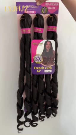 French Curly Braiding Hair Synthetic Wavy Hair Bundles Extensions Loose Weave Bundles 24 Inch 3pcs/Pack French Curly Braid Hairs