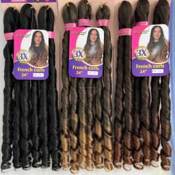 French Curly Braiding Hair Synthetic Wavy Hair Bundles Extensions Loose Weave Bundles 24 Inch 3pcs/Pack French Curly Braid Hairs