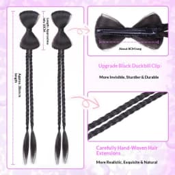 2 Pcs Bow Claw Clip Braided Ponytail Synthetic Hair Heat Resistant Fashion Hair Accessories for Women Daily Styling
