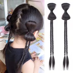 2 Pcs Bow Claw Clip Braided Ponytail Synthetic Hair Heat Resistant Fashion Hair Accessories for Women Daily Styling