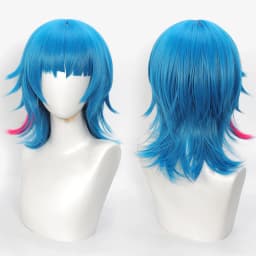 Arcane Jinx Cosplay Wig Blue Pink Highlight Short Synthetic Wig With Optional Double Buns For Halloween Game Role Play Costume