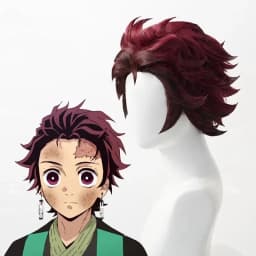 Anime Demon Moordenaar Kimetsu No Yaiba Tanjiro Kamado Cosplay Synthetic Wigs Korte Kastanjebruine Hittebestendige Haarpruiken