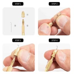 Copper Crochet Hook Set Ventilating Needles Hook For Lace Front Wigs With Individual Package Professional Hook Wig Making Tools