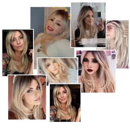 Long Blonde Golden Straight Synthetic Wigs for Women Mid-Length Natural Layered Hair Wig Side Bangs Daily Cosplay Heat Resistant