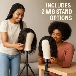 Mannequin Head Set with Adjustable Wig Stand Tripod, Professional Mannequin Canvas Head with Stand for Making Display Wig Making