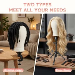 Mannequin Head Set with Adjustable Wig Stand Tripod, Professional Mannequin Canvas Head with Stand for Making Display Wig Making