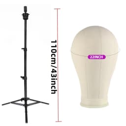 Mannequin Head Set with Adjustable Wig Stand Tripod, Professional Mannequin Canvas Head with Stand for Making Display Wig Making