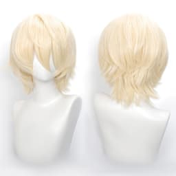 35cm Short Black Spiky Cosplay Wig Pre-Teased Crown Heat Resistant Synthetic Wig Layered Flipped-out Universal Anime Wig