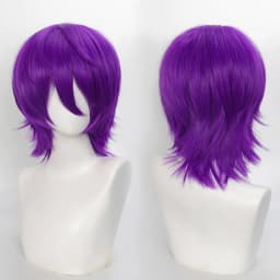 35cm Short Black Spiky Cosplay Wig Pre-Teased Crown Heat Resistant Synthetic Wig Layered Flipped-out Universal Anime Wig