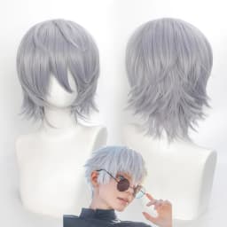 35cm Short Black Spiky Cosplay Wig Pre-Teased Crown Heat Resistant Synthetic Wig Layered Flipped-out Universal Anime Wig