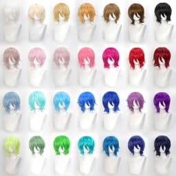 35cm Short Black Spiky Cosplay Wig Pre-Teased Crown Heat Resistant Synthetic Wig Layered Flipped-out Universal Anime Wig