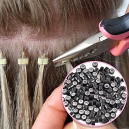 Hair Extensions Beads Tools Kit Extensions Micro Pulling Needle, Loop Threader and 500 Pieces Silicone Lined Micro Rings