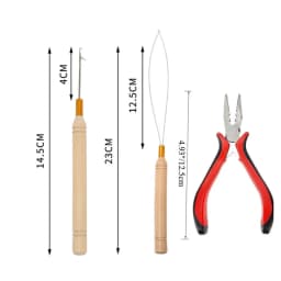 Hair Extensions Beads Tools Kit Extensions Micro Pulling Needle, Loop Threader and 500 Pieces Silicone Lined Micro Rings