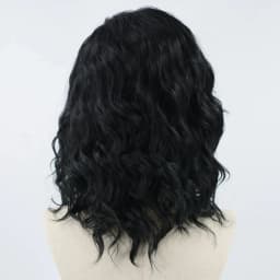 AIMEYA Short Wigs for Women Synthetic Lace Front Wig Black Wave Bob Lace Wig Pre Plucked Hairline Cosplay Part Wigs Daily Used