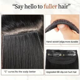2Pcs Synthetic Short Straight Pad Invisible Hair Extension Lining of Hair Top Side Cover Hairpiece for Women