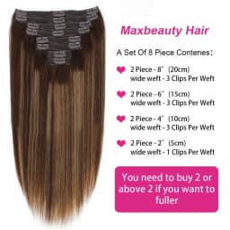 8Pcs Clip Ins 4/27 Highlight Color Straight Clip In Human Hair Extensions Brazilian Human Hair Clip In Hair Extensions 120G/Pack