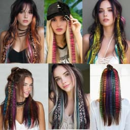 2pcs Set Colorful Hair Extensions Leopard-Zebra-Printed Clip-In Hair Piece Synthetic 12 Inch Football Fan Wig Accessory