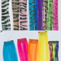 2pcs Set Colorful Hair Extensions Leopard-Zebra-Printed Clip-In Hair Piece Synthetic 12 Inch Football Fan Wig Accessory